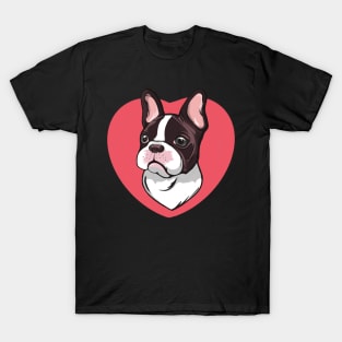 French bulldog and red heart T-Shirt